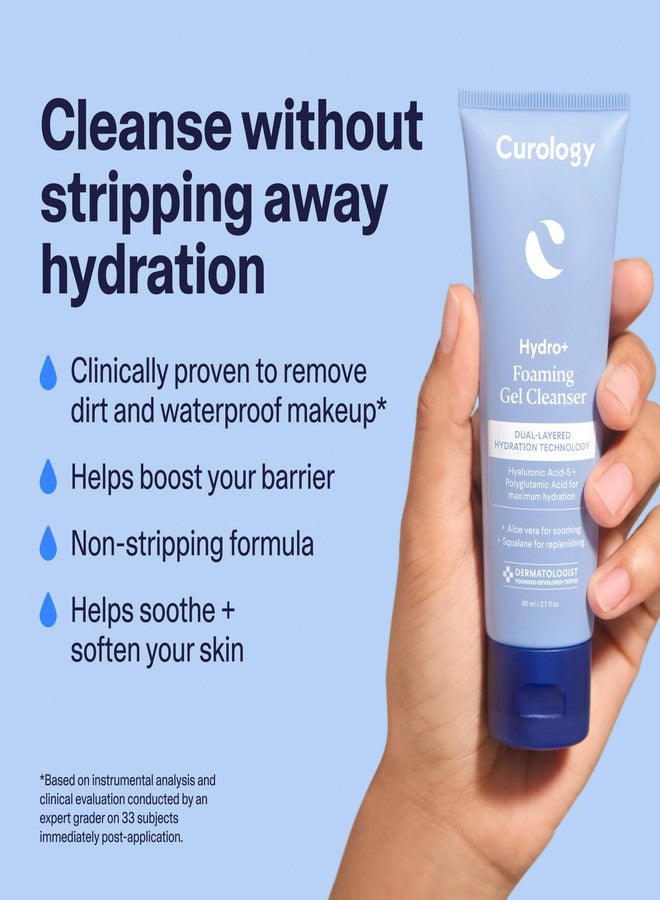 Curology Hydro+ Essentials Gift Set, Foaming Gel Cleanser, Cream Moisturizer, and Cooling Caffeinated Eye Gel with Hyaluronic Acid, Peptides, and Niacinamide - Image 2